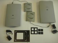 HP ScanJet 5370C scanners, light box, power cord, transparency/slide mounts